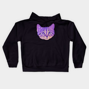 Kitty Face Purple Kids Hoodie